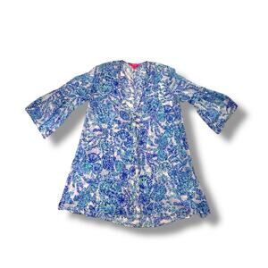 Lily Pulitzer blue & white sheer 
 beach/swimsuit cover up, Large